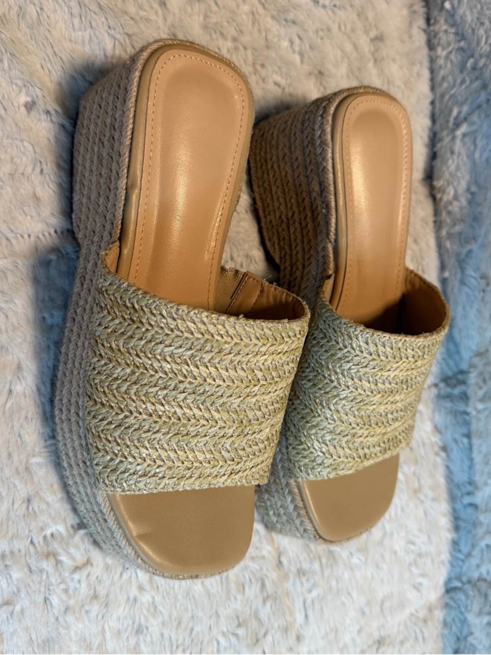 Raffia Platform Slide Sandals
